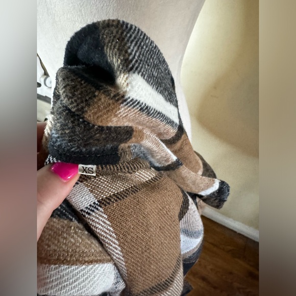 Shacket Duster khaki black plaid field jacket trench coat flannel Barn Chore - Picture 9 of 10